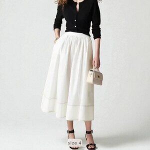 J. Crew contrast-stitch midi skirt in cotton poplin Size 12 Petite